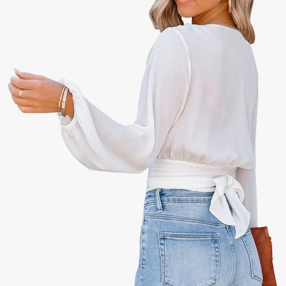 Front Tie Knot Deep V-Neck. Never worn. From Amazon. Size small! - Picture 2 of 3